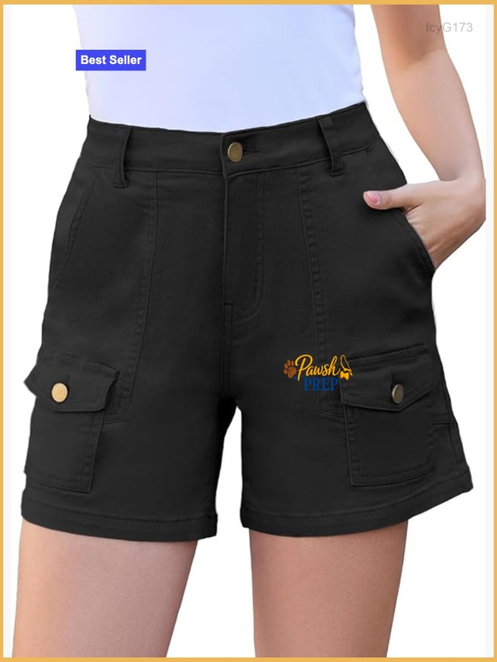 Stretchy High Waisted Cargo Denim Shorts 5 Inch Inseam Summer Jorts